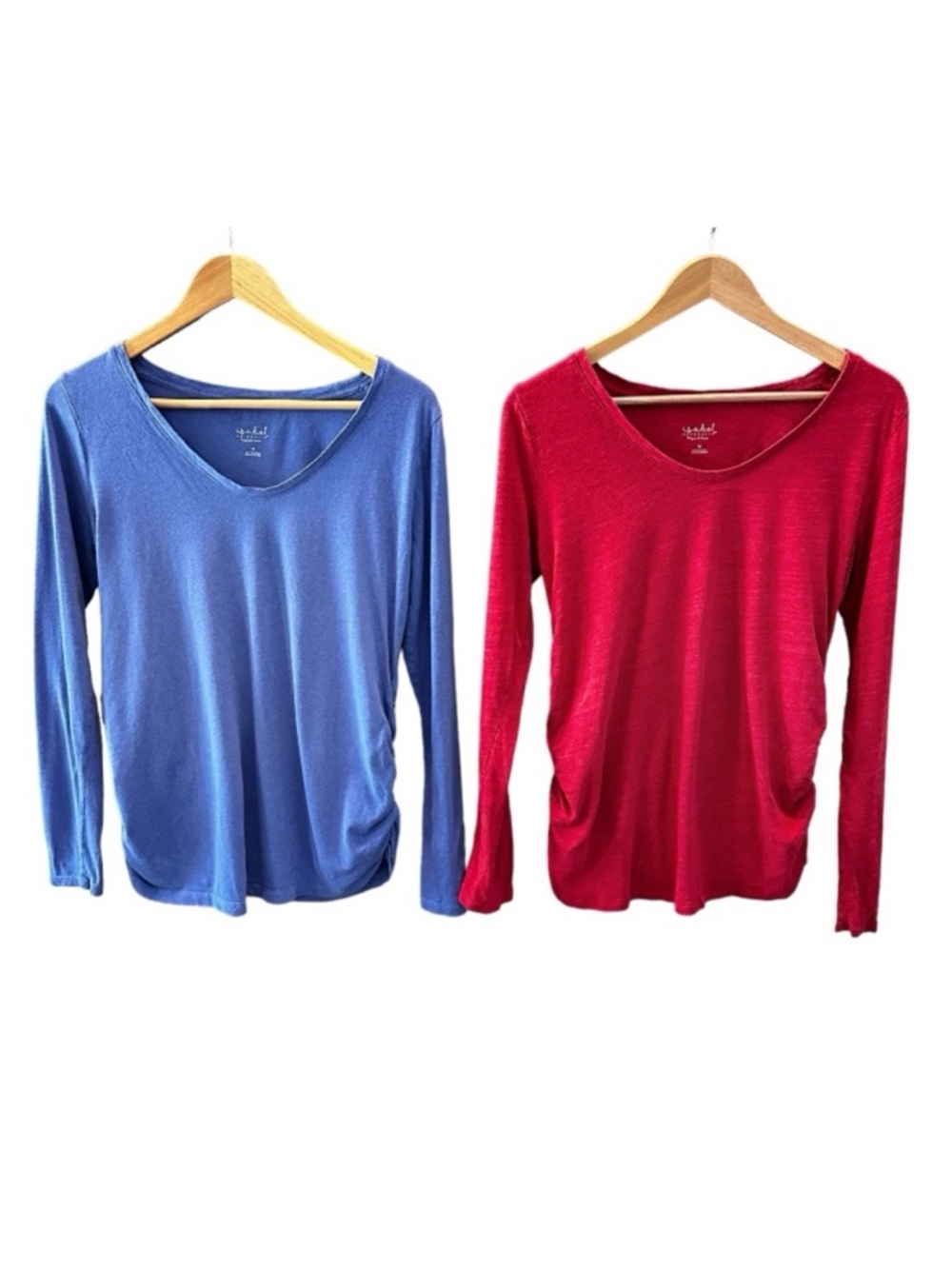 Isabel Maternity Set of 2 Red and Blue Long Sleeve Tee Size Medium